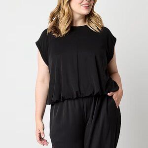 Stylus Womens Plus Crew Neck Short Sleeve T-Shirt, Black Sz 2X NWT 925364